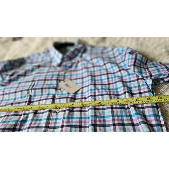 Peter Millar Blue and Pink Plaid Button Down Shirt - Picture 9 of 9